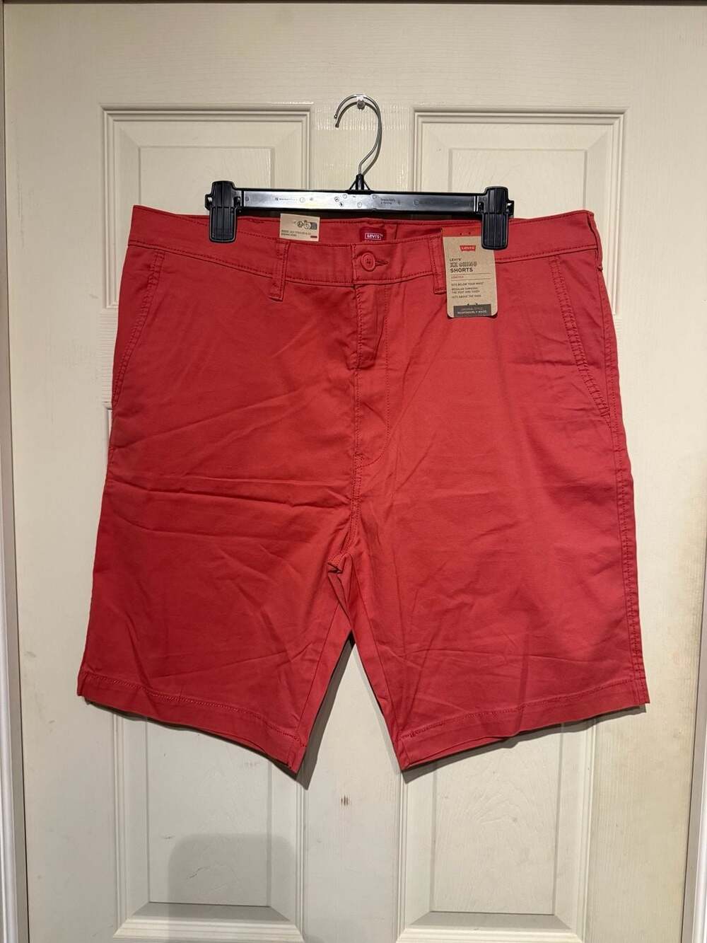 Levi's XX Chino Shorts Size 38 Red Stretch Casual Flat Front